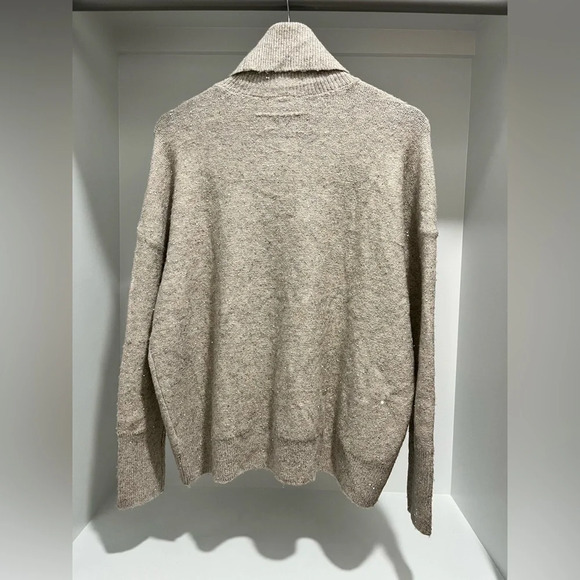 CeCe Cream Turtleneck Sweater Embellished with Micro Silver Sequins Small NWT - Picture 5 of 8